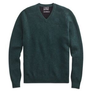 Mack Weldon Tech Cashmere V-Neck Sweater, Midnight Pine Heather, Size XL